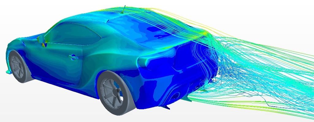 Verus Engineering FRS/BRZ Rear Diffuser CFD Streamlines on Wall shear