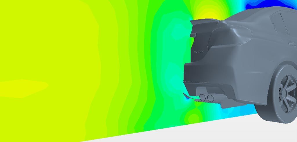 Verus Engineering Subaru WRX/STI Rear Diffuser CFD Pressure Plot Verus Engineering Subaru WRX/STI Rear Diffuser CFD Pressure Plot