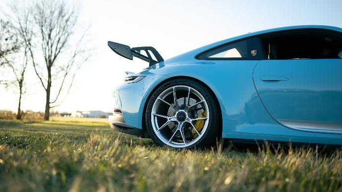 Rear wing on blue Porsche 992 Porsche 992 UCW Rear Wing