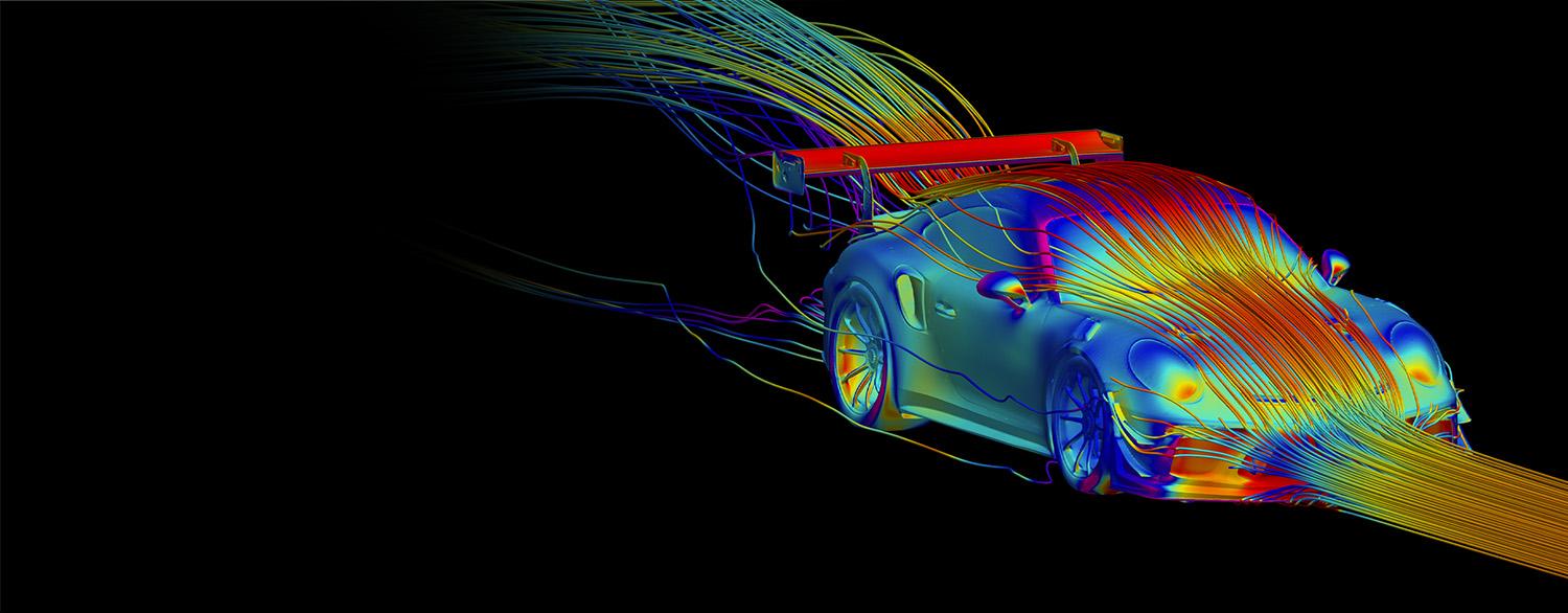 CFD airflow simulation - Porsche 991 GT3RS front splitter