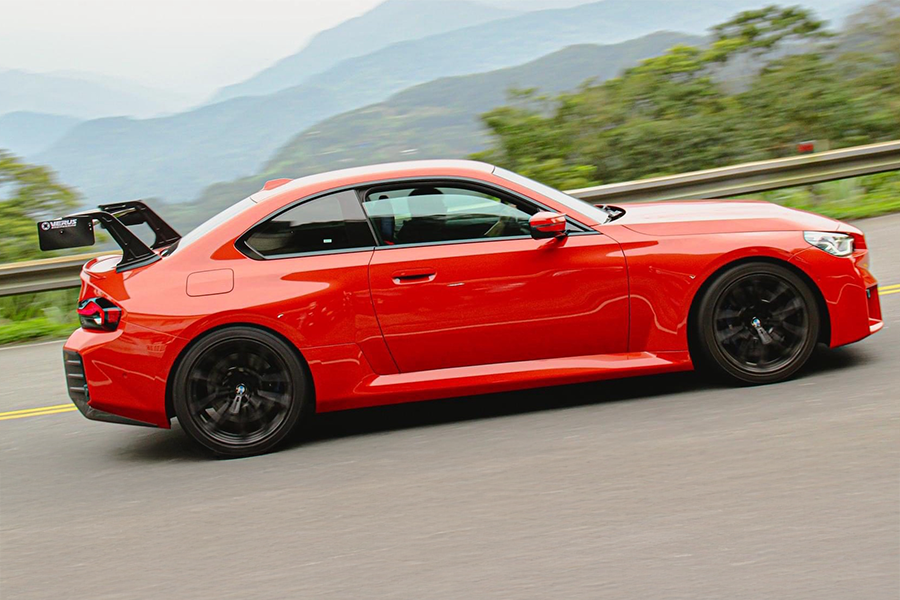 Aftermarket rear wing on a BMW M2