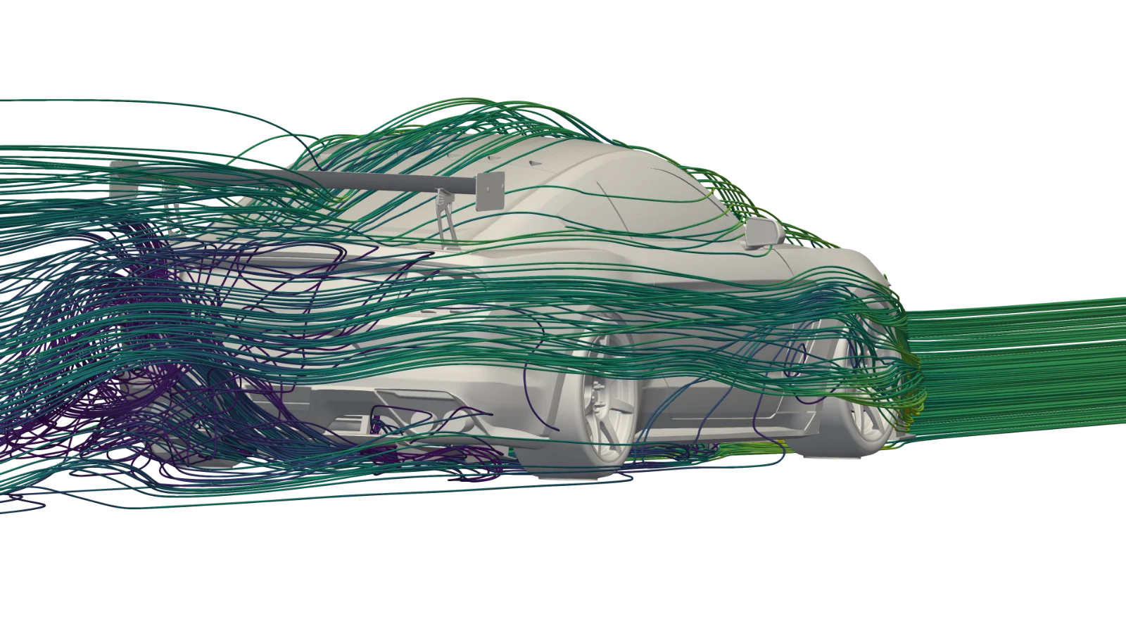 CFD streamlines over the Mustang GT350R
