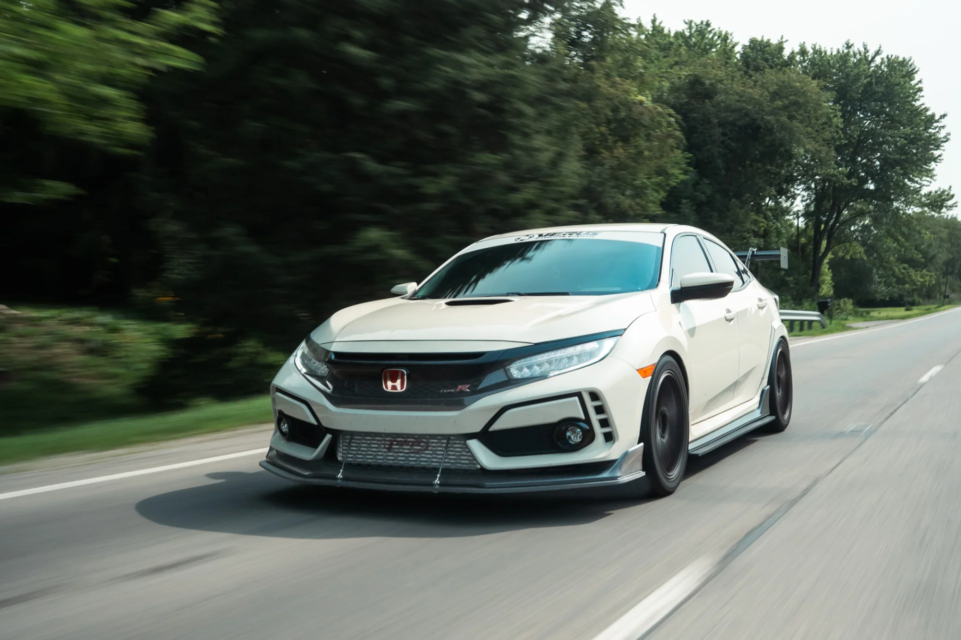 Swan Neck UCW Rear Wing Kit - Honda Civic Type R (FK8), features banner