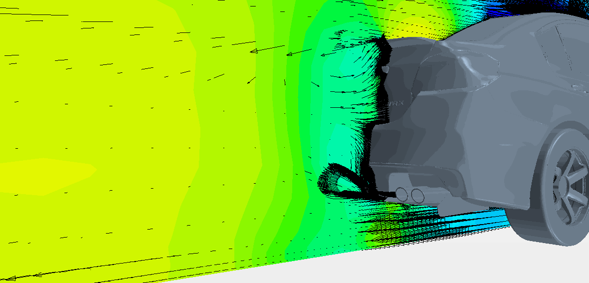 Verus Engineering Subaru WRX/STI Rear Diffuser CFD Vector Plot Verus Engineering Subaru WRX/STI Rear Diffuser CFD Vector Plot