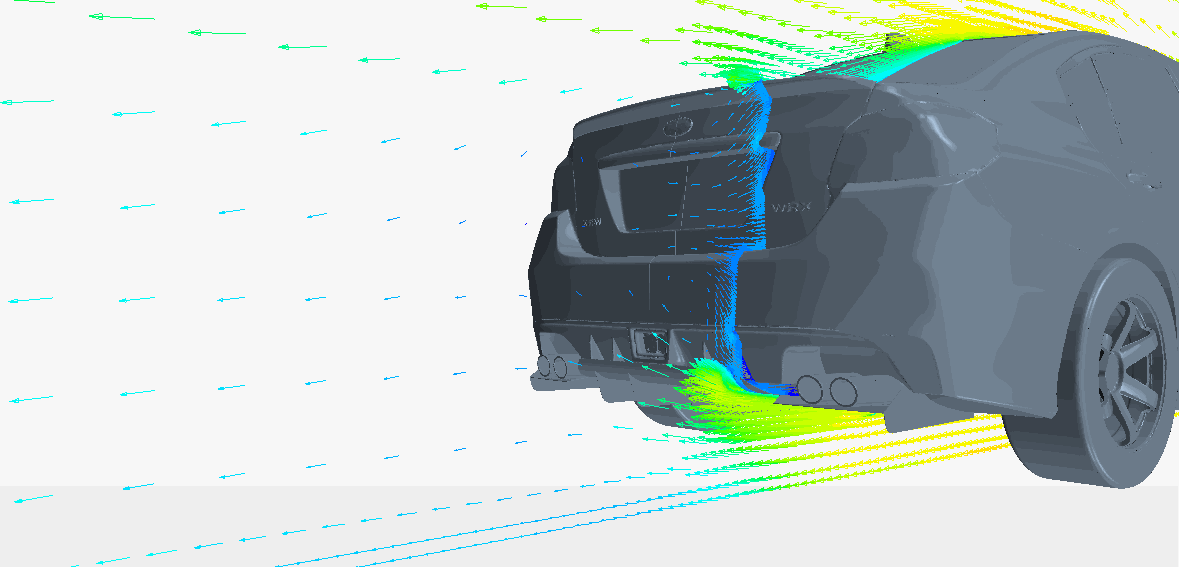 Verus Engineering Subaru WRX/STI Rear Diffuser CFD Vector Plot Verus Engineering Subaru WRX/STI Rear Diffuser CFD Vector Plot